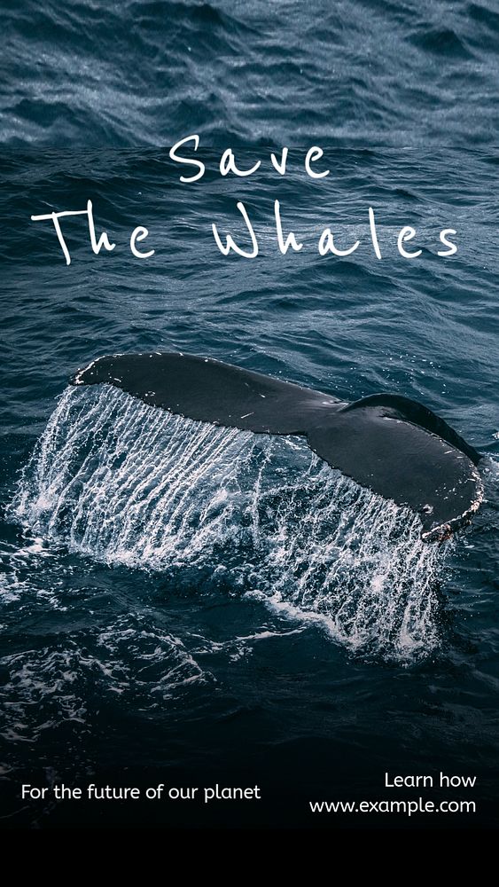 Save the whales Instagram story template, editable text