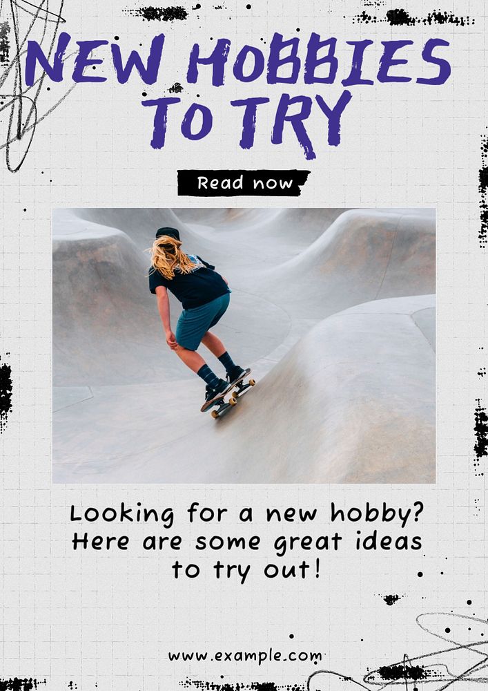 Hobbies poster template, editable text and design