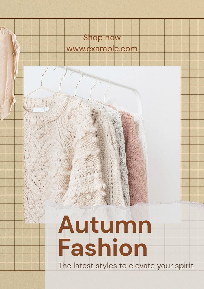 Autumn fashion poster template, editable text and design