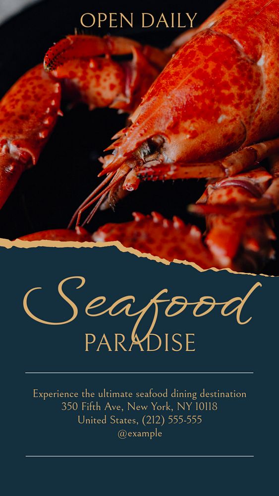 Seafood restaurant fish  Instagram story template, editable text