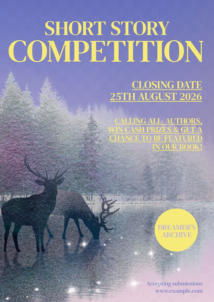 Short story competition  poster template, editable text and design