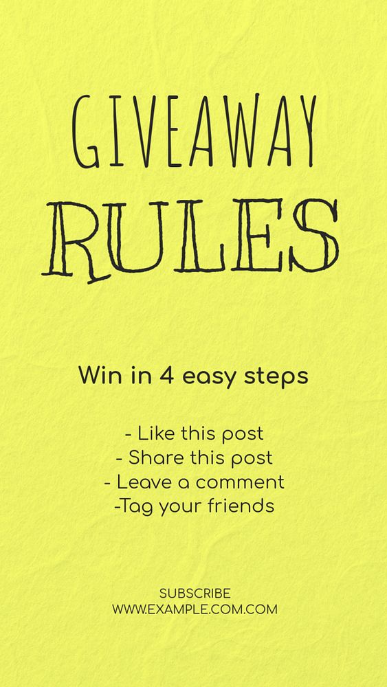 Giveaway rules Instagram story template, editable text