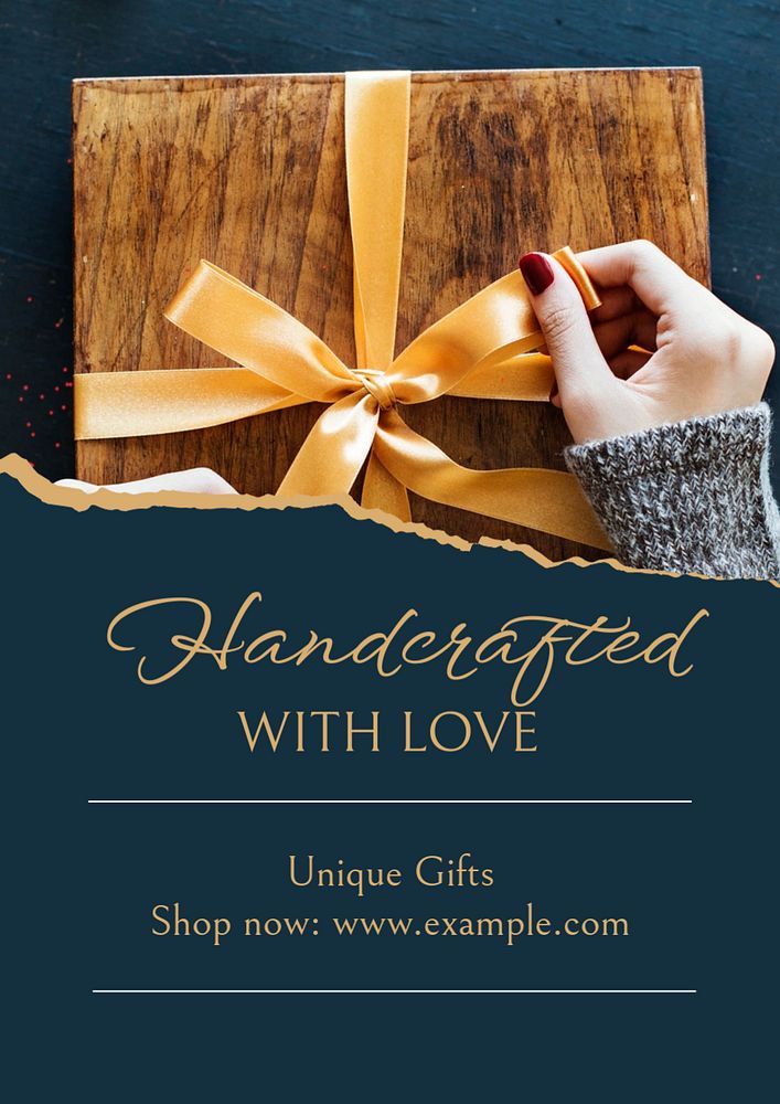 Handcrafted with love  poster template, editable text and design