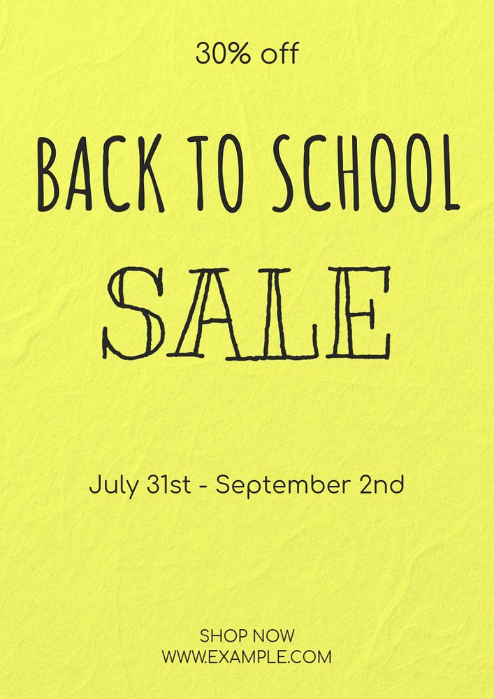 Back to school sale poster template, editable text and design