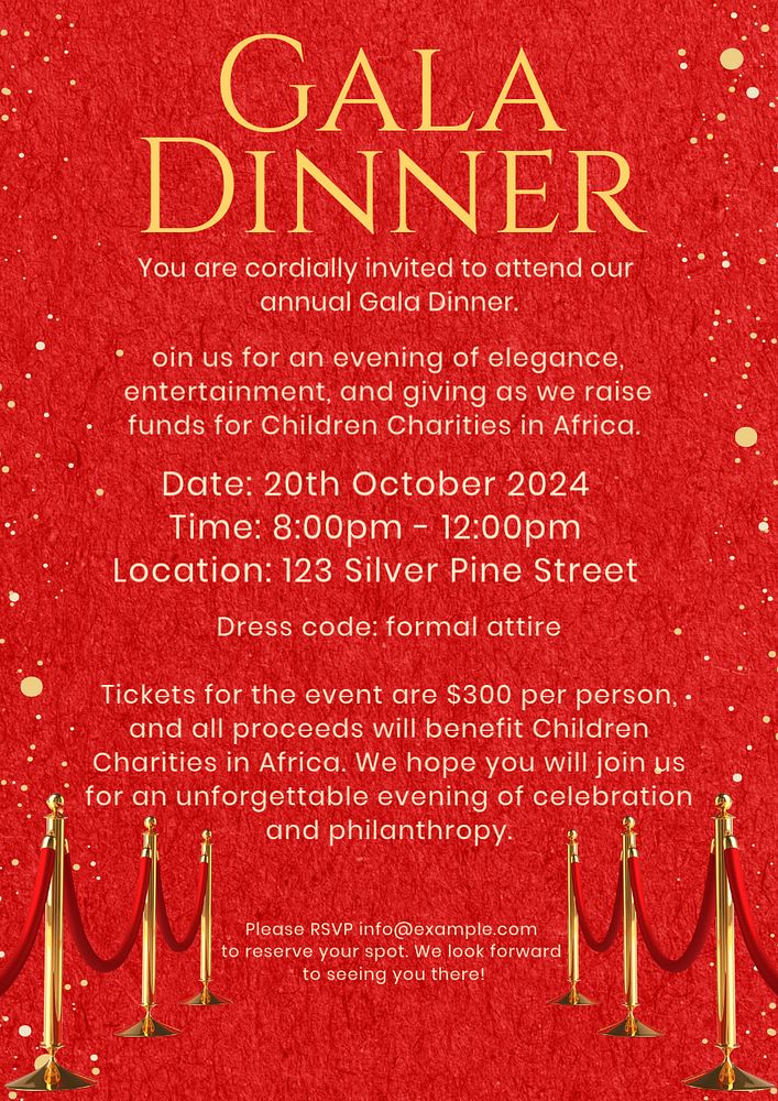 Gala dinner poster template, editable text and design