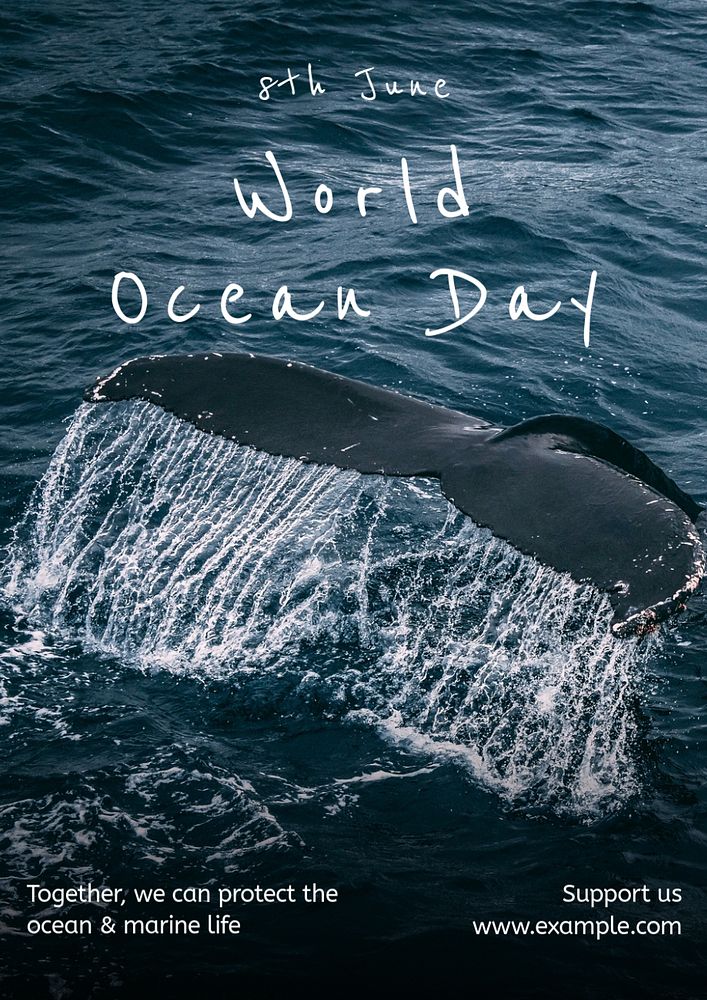 World ocean day poster template, editable text and design