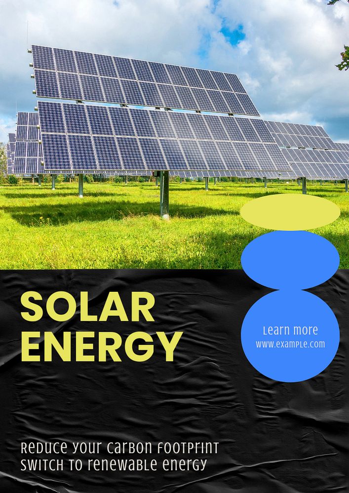 Solar energy poster template, editable text and design