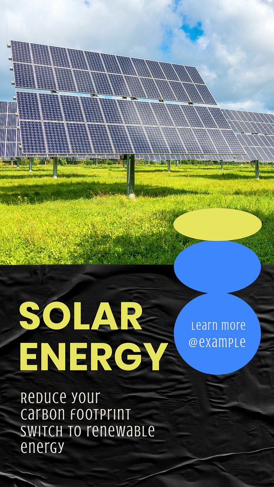 Solar energy  Instagram story template, editable text