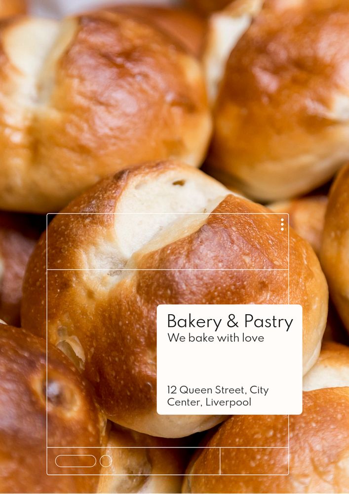 Bakery & pastry poster template, editable text and design