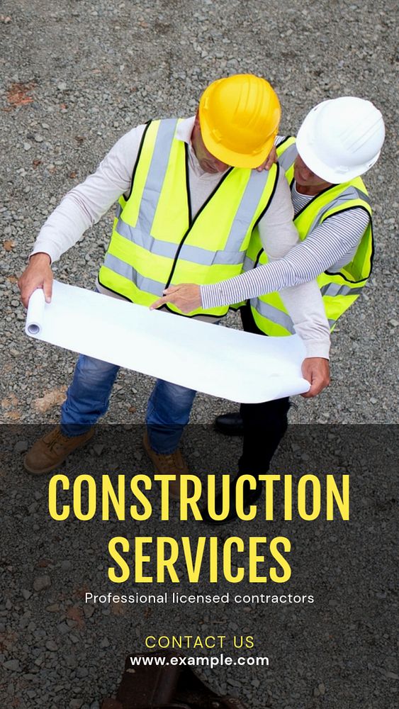 Construction services Instagram story template, editable text