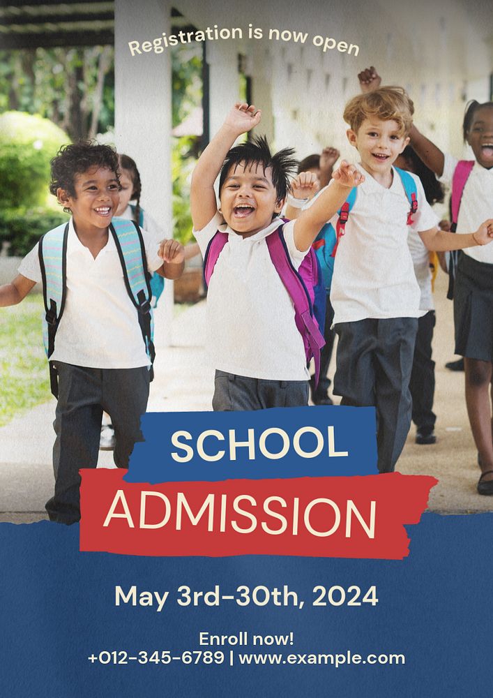 School admission poster template, editable text and design