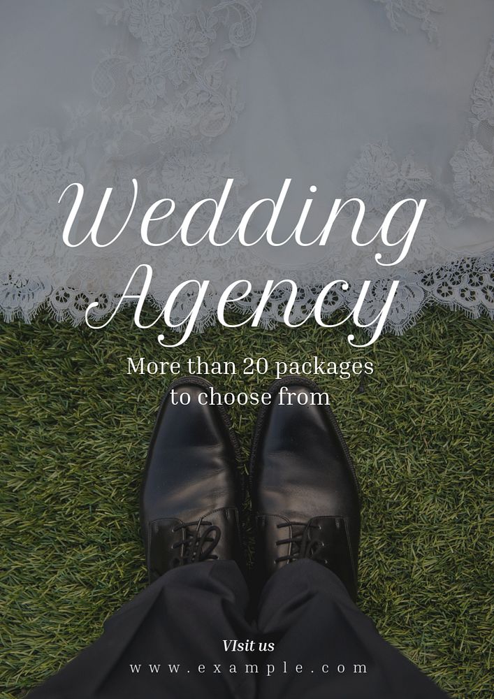 Wedding agency poster template, editable text and design