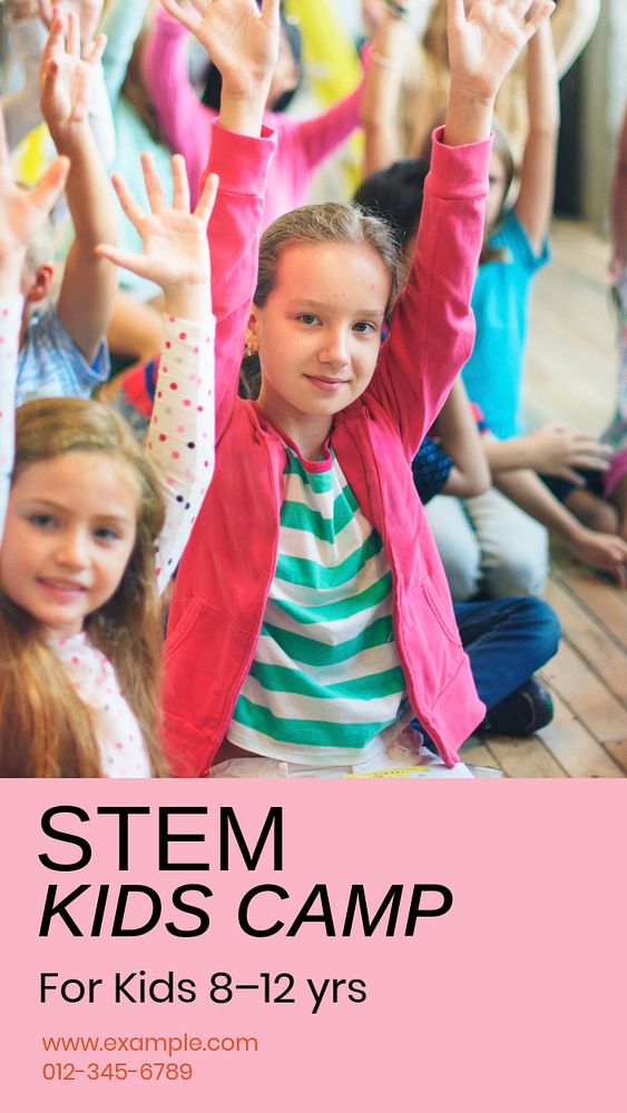 STEM kids camp Instagram story template, editable text