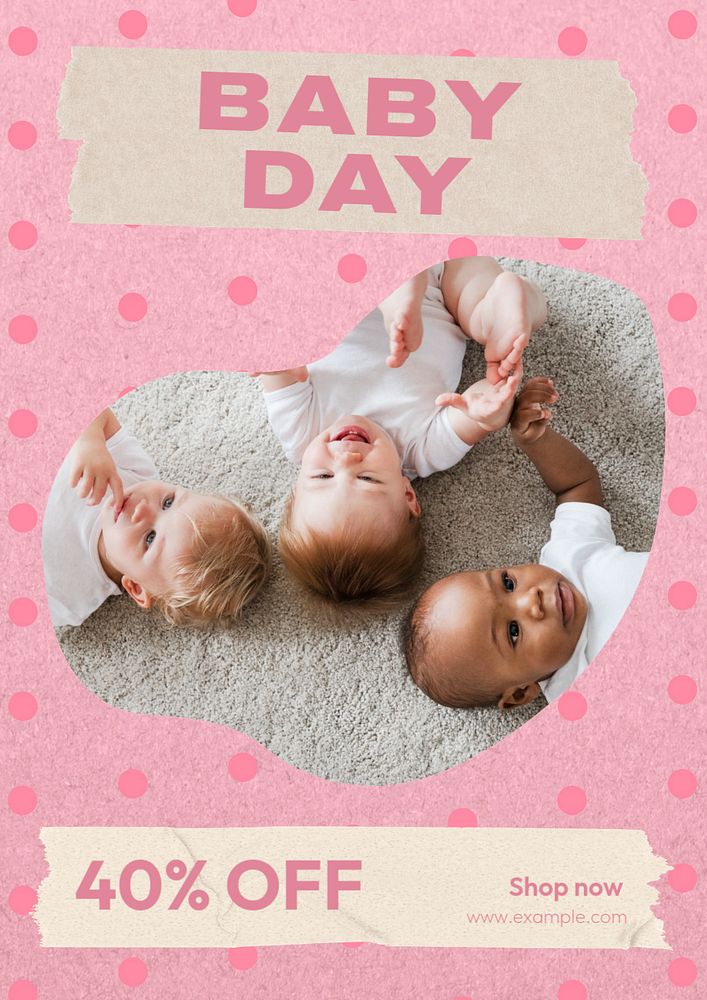 Baby day poster template, editable text and design