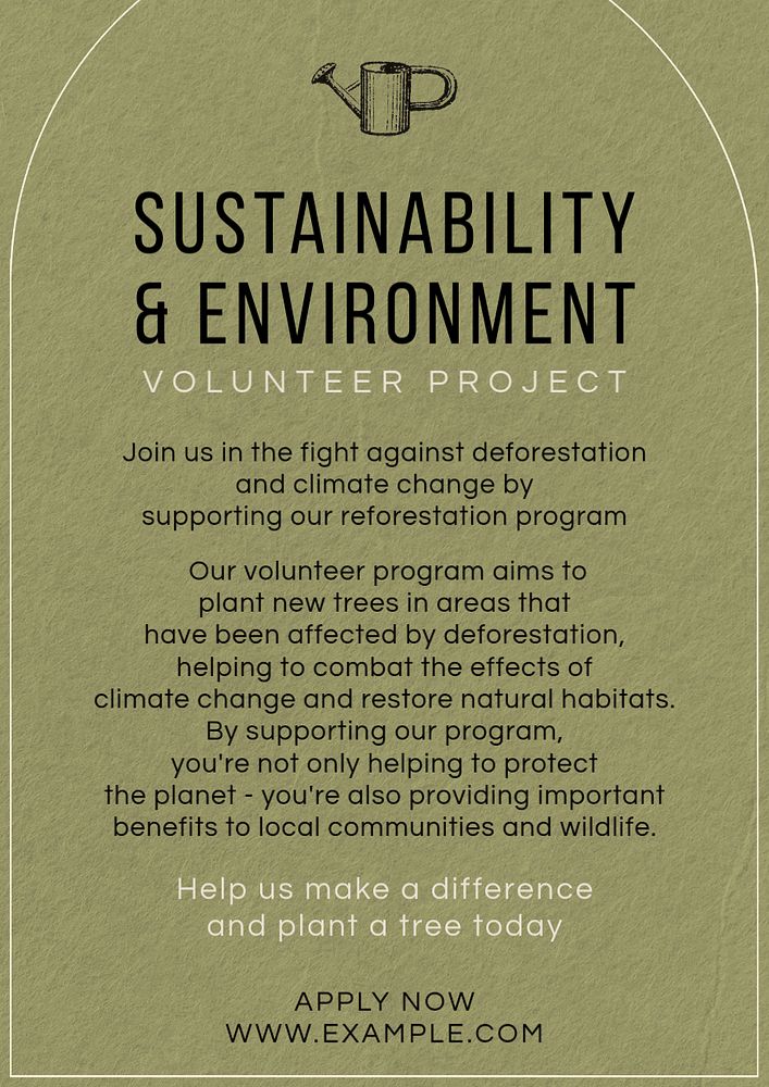 Sustainability & environment poster template, editable text and design