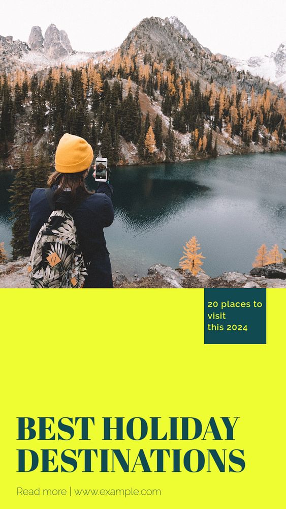 Best holiday destinations Instagram story template, editable text