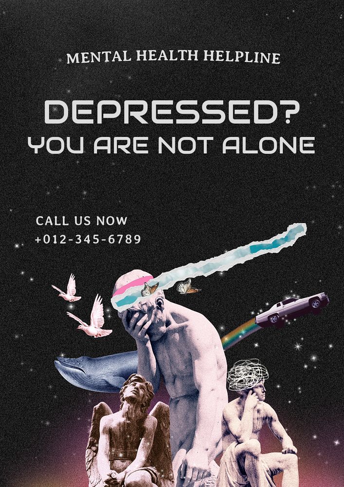 Depression support  poster template, editable text and design