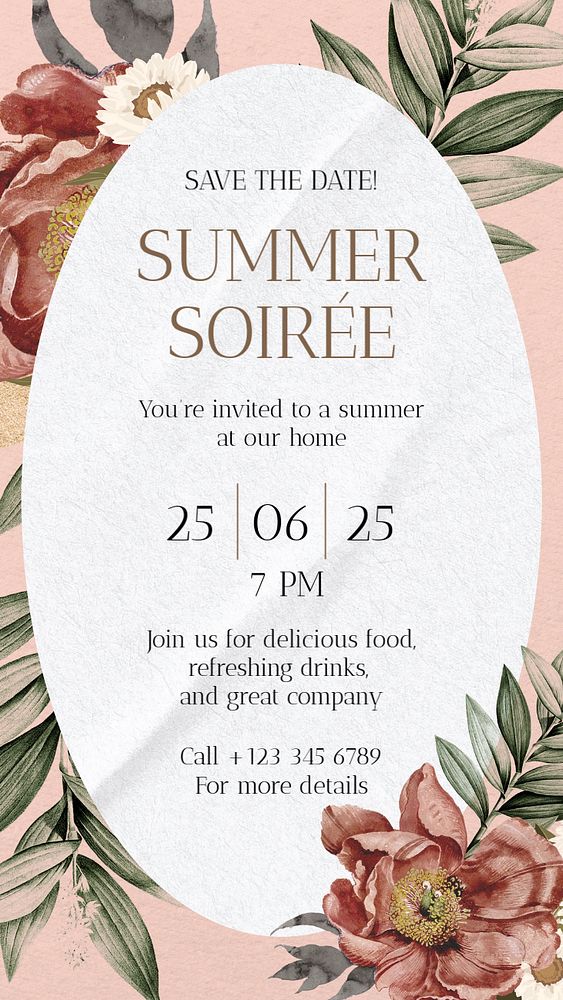 Summer party Instagram story template, editable text