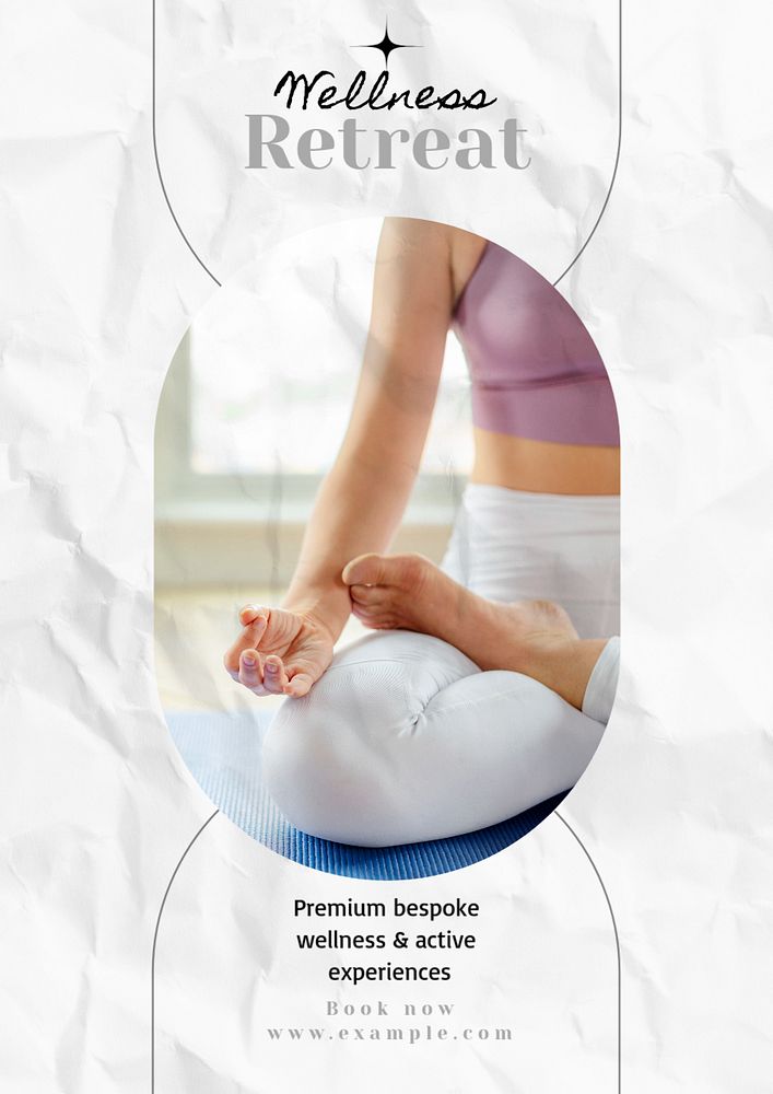 Wellness retreat poster template, editable text and design