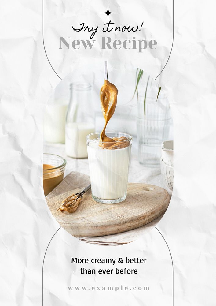 New recipe poster template, editable text and design