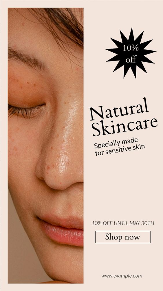 Natural skincare Instagram story template, editable text