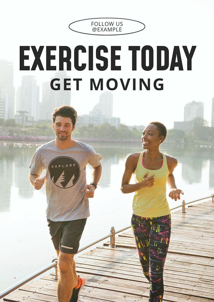 Exercise today poster template, editable text and design