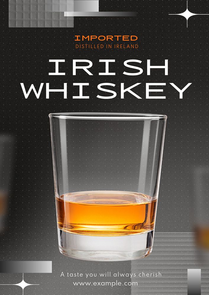 Irish whiskey poster template, editable text and design