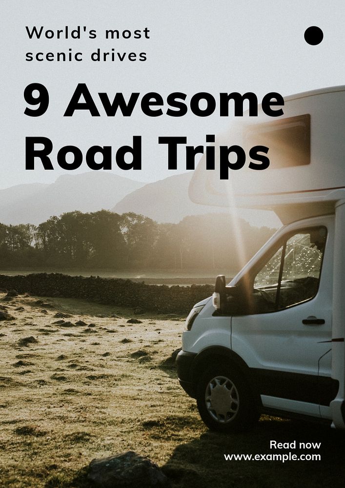 Awesome road trip poster template, editable text and design