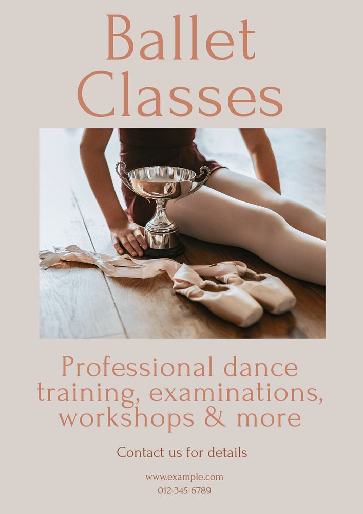 Ballet classes poster template, editable text and design