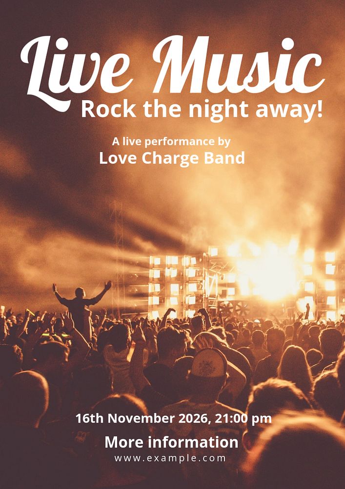 Live music poster template, editable text and design