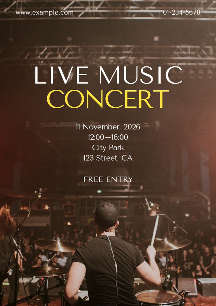 Live music concert poster template, editable text and design