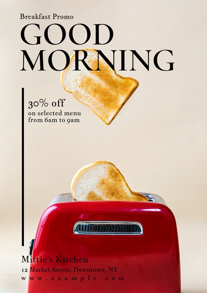 Good morning, breakfast poster template, editable text and design