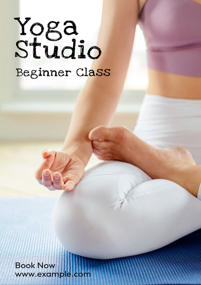 Yoga class advertisement poster template, editable text and design