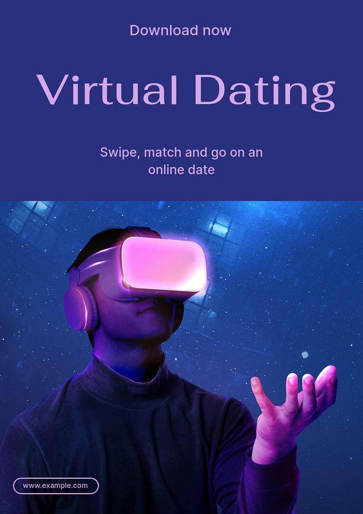 Virtual dating  poster template, editable text and design