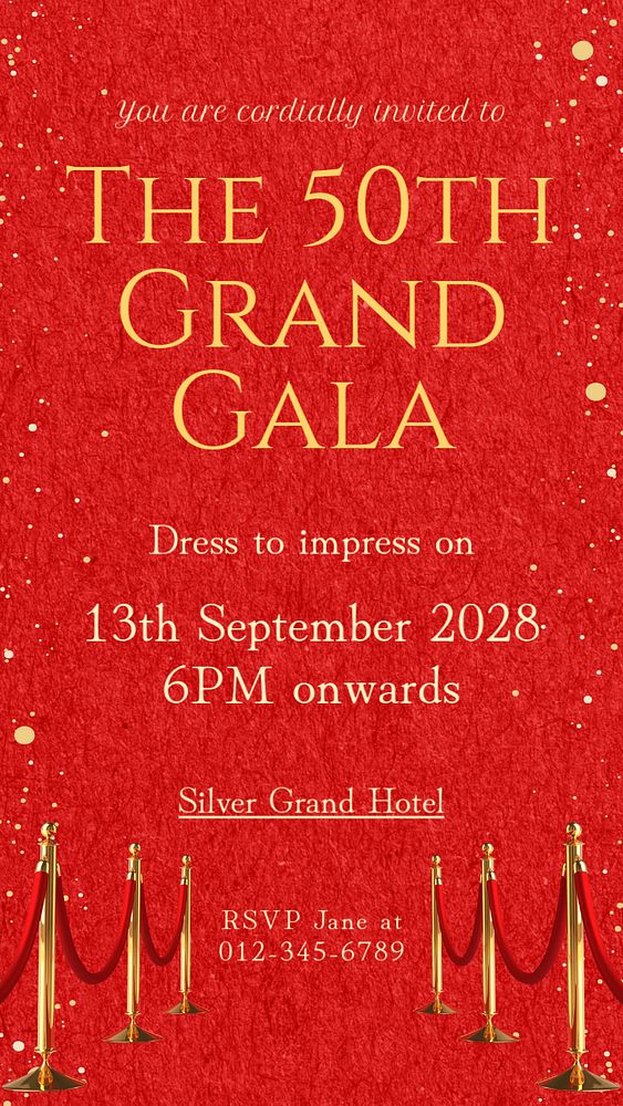 Gala night Instagram story template, editable text