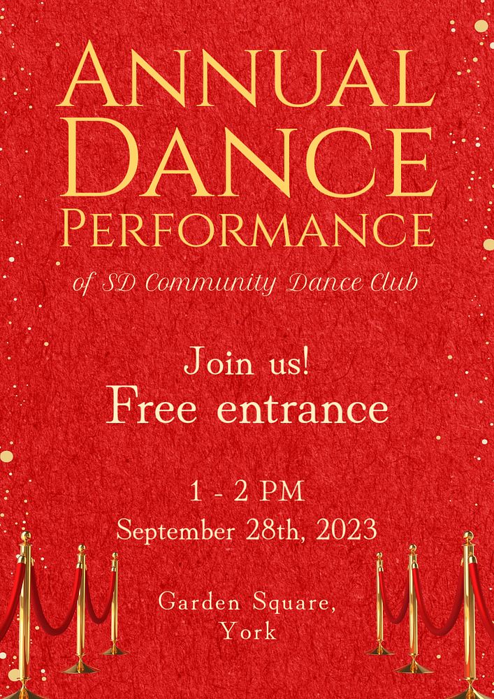 Annual dance performance poster template, editable text and design