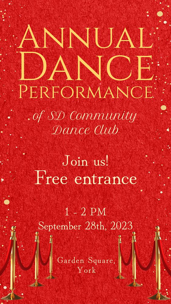 Annual dance performance Instagram story template, editable text