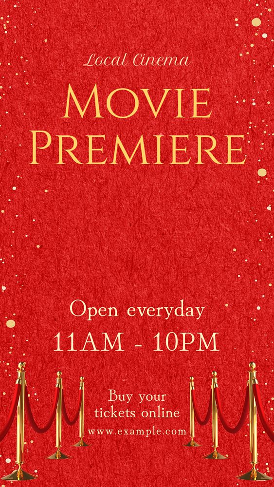 Movie premiere Instagram story template, editable text