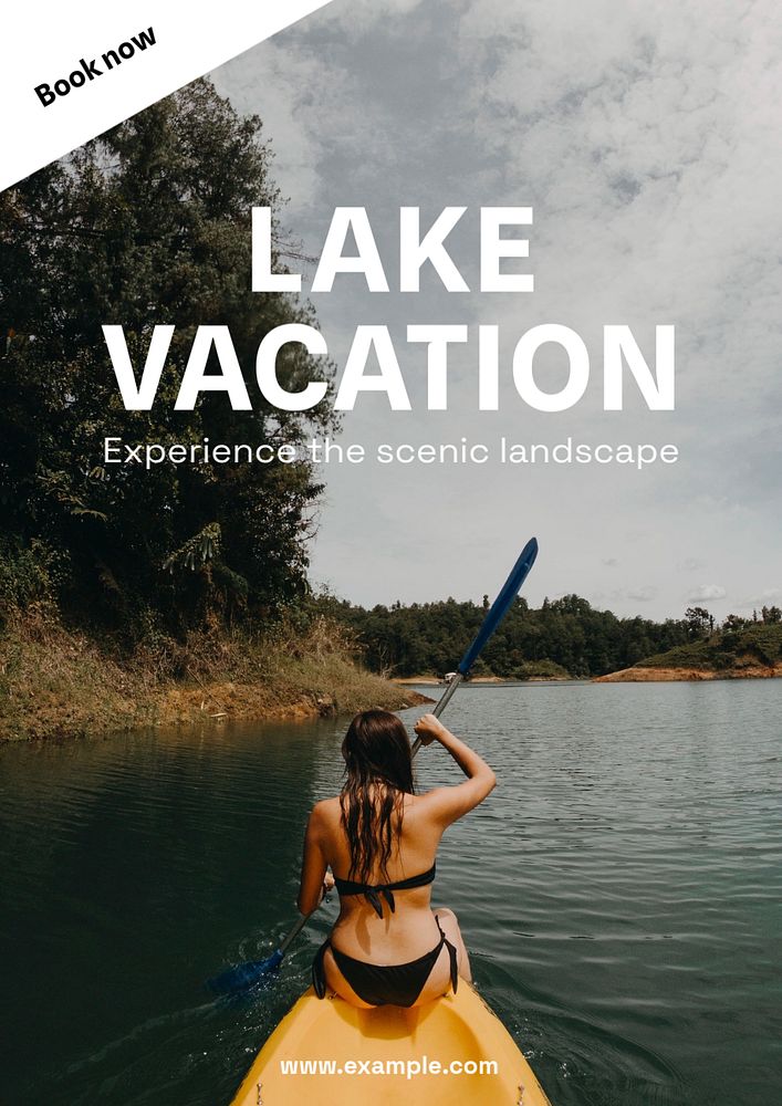 Lake vacation poster template, editable text and design