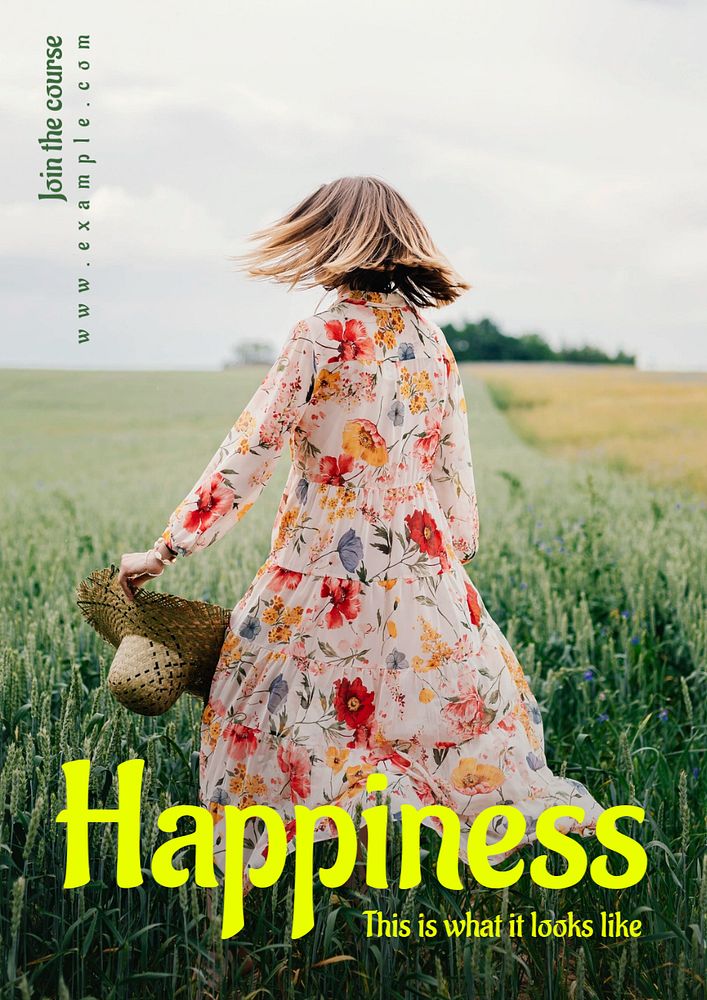 Happiness poster template, editable text and design