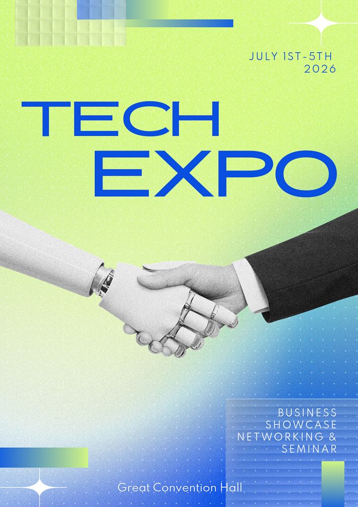 Tech expo  poster template, editable text and design