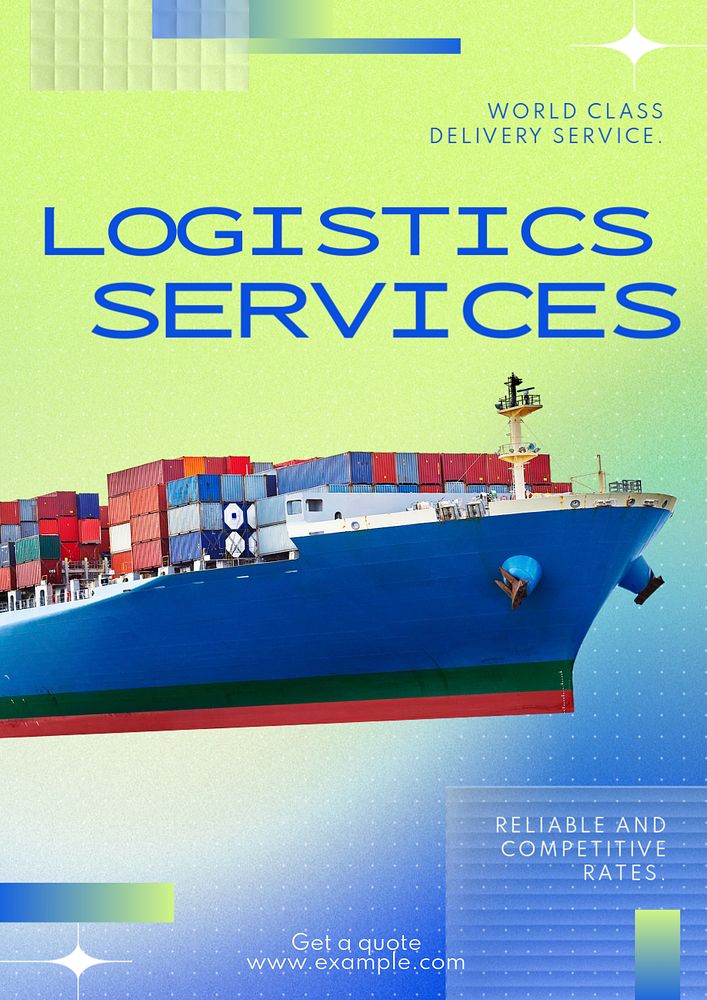 Logistic services  poster template, editable text and design