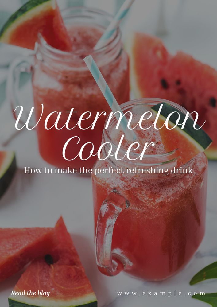 Watermelon cooler poster template, editable text and design