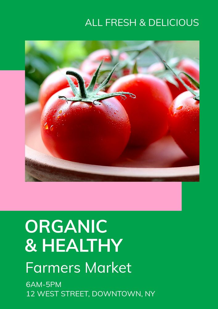 Organic & healthy poster template, editable text and design