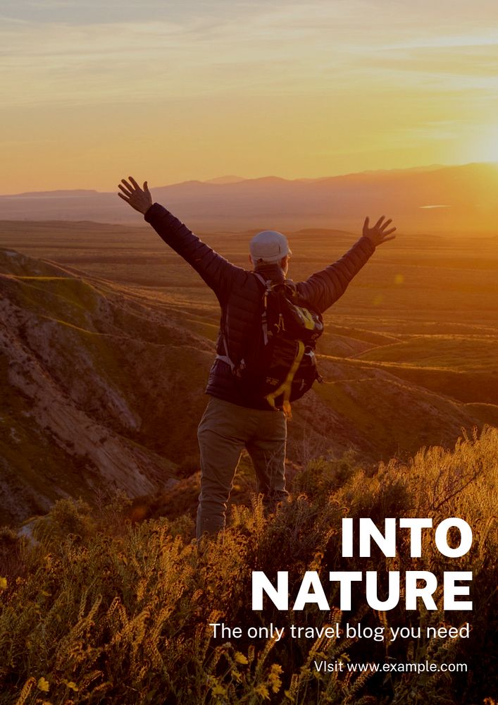 Nature travel blog poster template, editable text and design