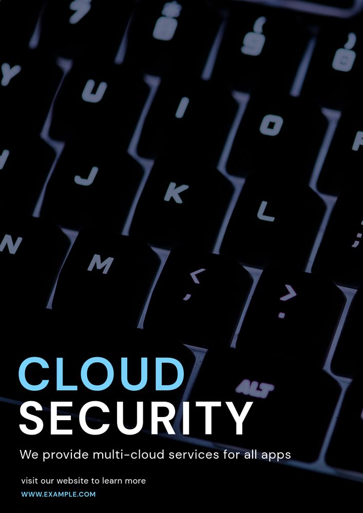 Cloud security poster template, editable text and design