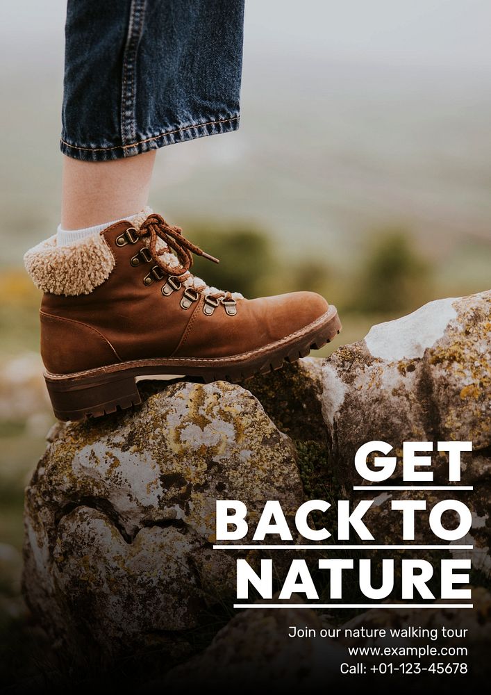 Get back to nature poster template, editable text and design