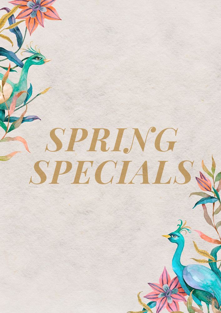 Spring specials poster template, editable text and design