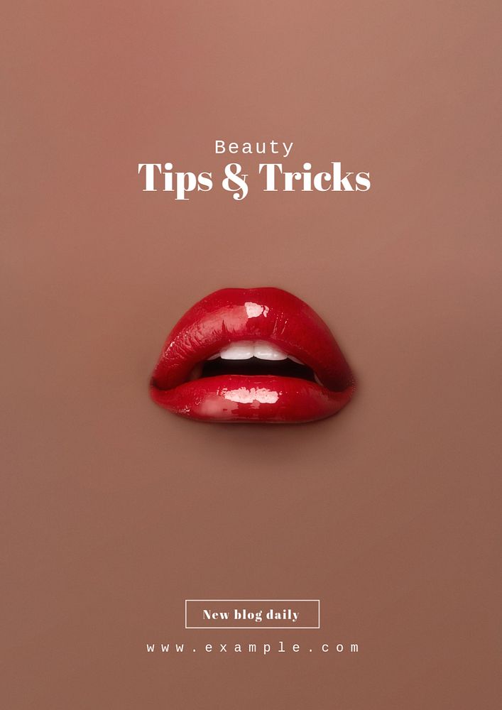 Beauty tips & tricks poster template, editable text and design