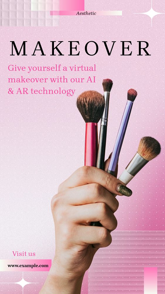 Virtual makeover ad Instagram story template, editable text